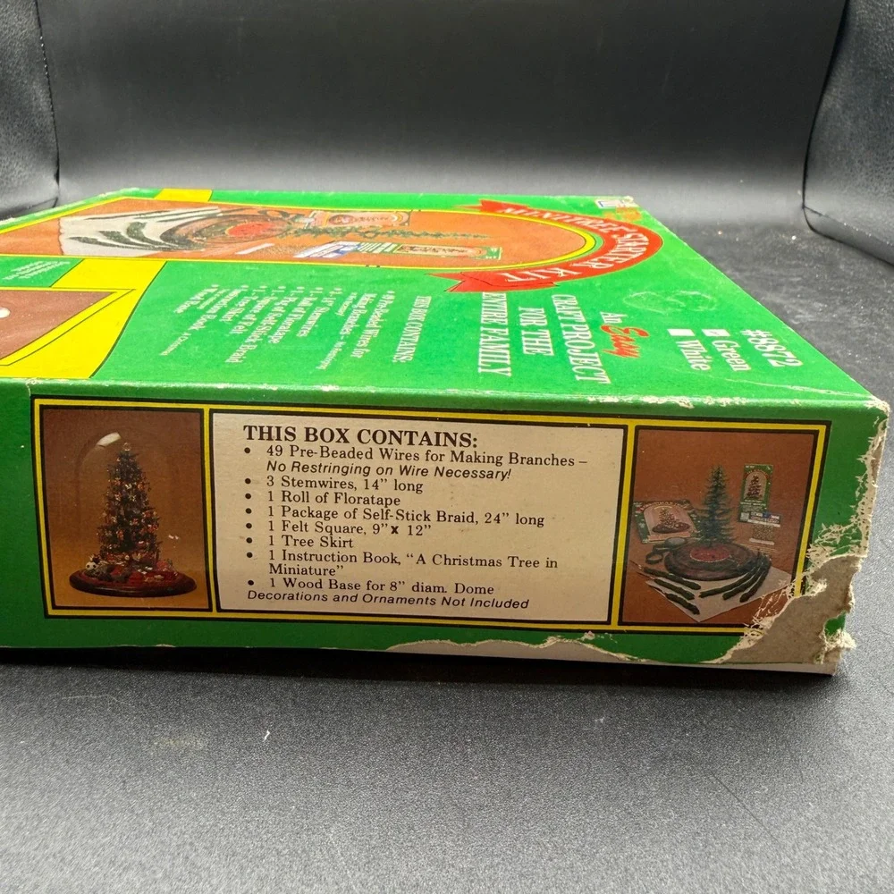 Vintage Westrim Crafts Mini Tree Starter Kit Christmas DIY Green Beaded w/ Stand - Picture 4 of 12